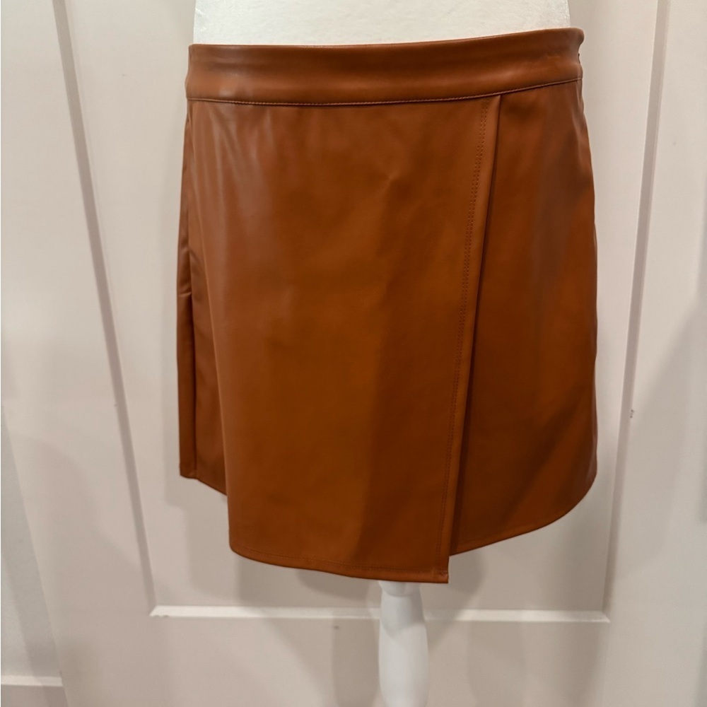 A New Day tan faux Leather Skirt size 10